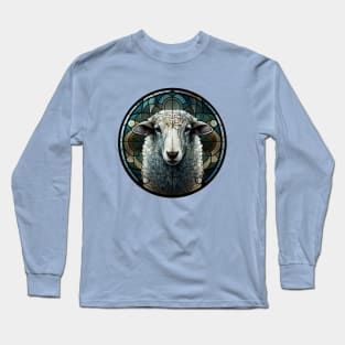 Stained Glass Farm Sheep Long Sleeve T-Shirt